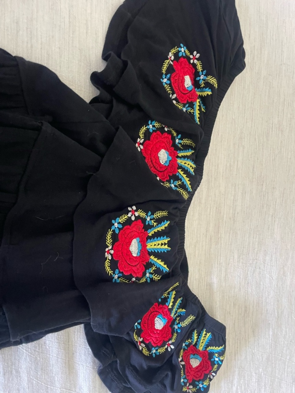 Vava by Joy Han Black Off-Shoulder Embroidered Wide-Leg Jumpsuit - Picture 2 of 3